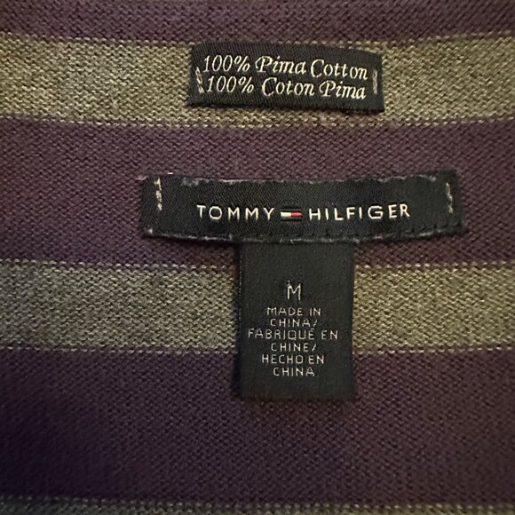 Tommy Hilfiger vintage y2k long line Striped Purple & Gray Cardigan Sweater M - Picture 5 of 6